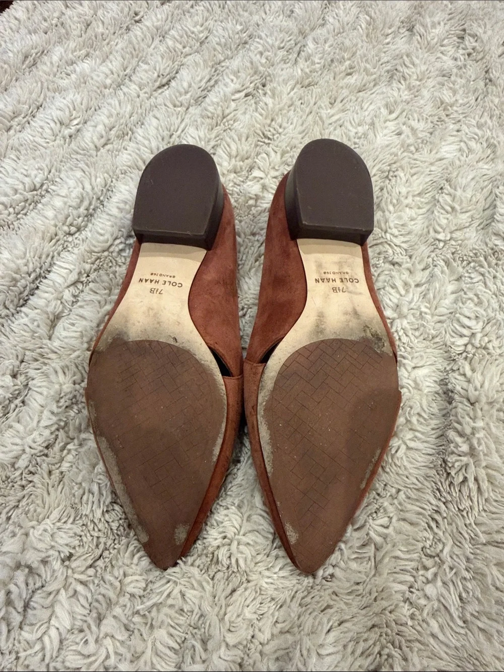 Cole Haan Rust Suede Pointed Tassel Loafers